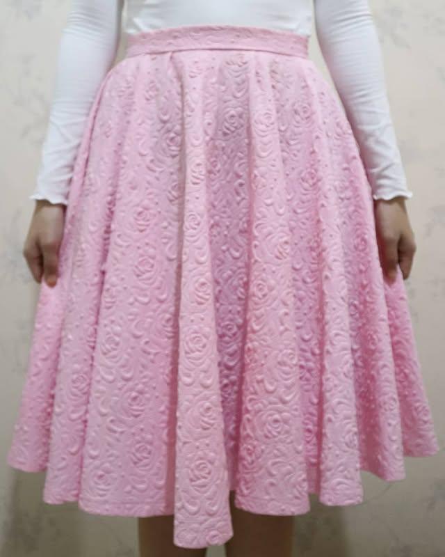 Rok Brokat Pink A-Line